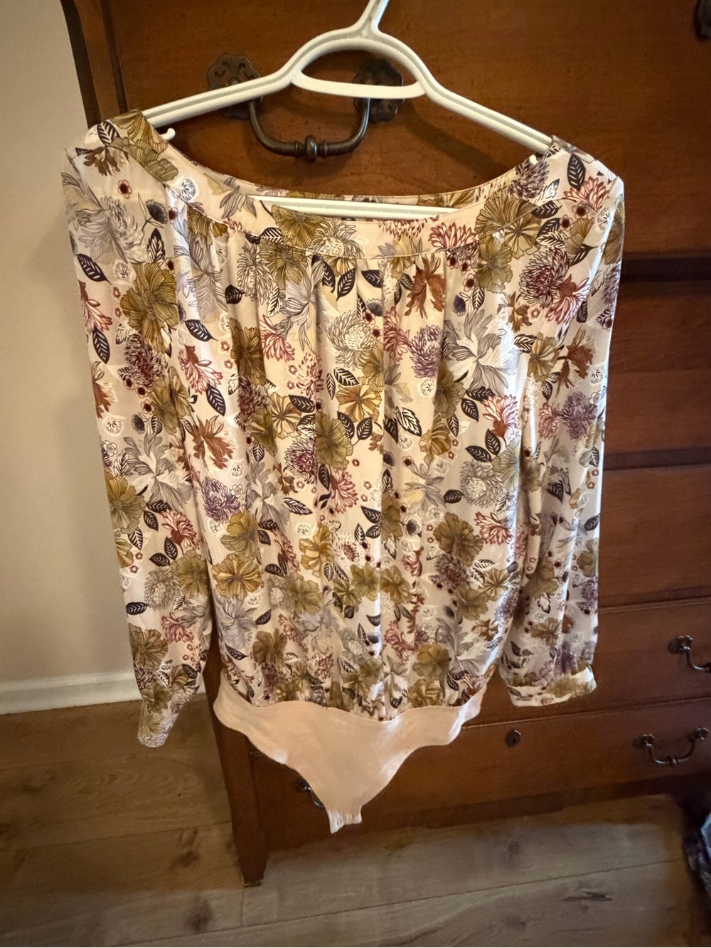 LOFT Cream Floral Long-Sleeve Bodysuit - Multi Floral